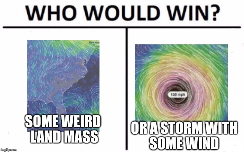 Who Would Win? | OR A STORM WITH SOME WIND; SOME WEIRD LAND MASS | image tagged in who would win | made w/ Imgflip meme maker