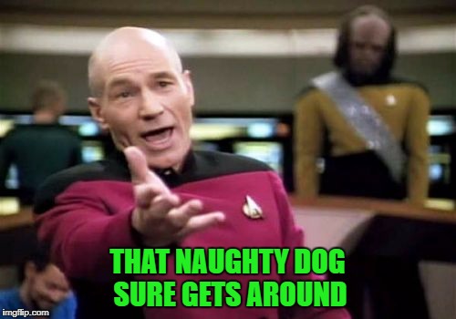 Picard Wtf Meme | THAT NAUGHTY DOG SURE GETS AROUND | image tagged in memes,picard wtf | made w/ Imgflip meme maker