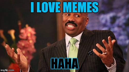 Steve Harvey | I LOVE MEMES; HAHA | image tagged in memes,steve harvey | made w/ Imgflip meme maker