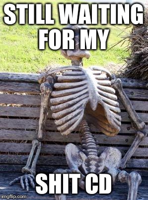 Waiting Skeleton Meme | STILL WAITING FOR MY SHIT CD | image tagged in memes,waiting skeleton | made w/ Imgflip meme maker