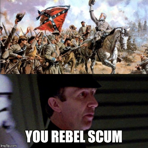 YOU REBEL SCUM image tagged in star wars,confederate flag,politics