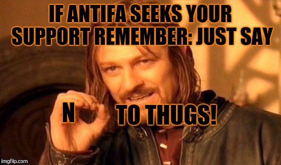 Remember Nancy Reagan and "Just say No to drugs"? :D | IF ANTIFA SEEKS YOUR SUPPORT REMEMBER: JUST SAY; TO THUGS! N | image tagged in funny,one does not simply,politics,humor,memes,antifa | made w/ Imgflip meme maker