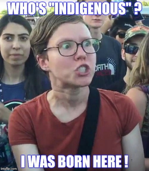 No , you can't see my Birth Certificate | WHO'S "INDIGENOUS" ? I WAS BORN HERE ! | image tagged in super_triggered,annoying people,america,born,buzz look an alien | made w/ Imgflip meme maker