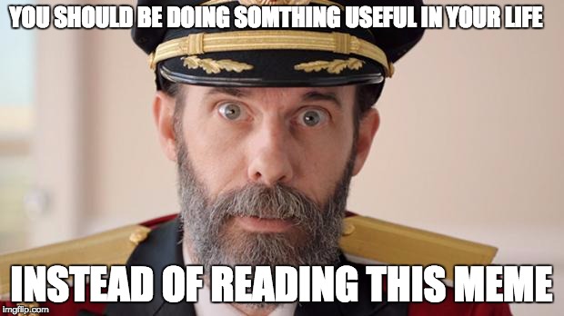 Capitan Obvious |  YOU SHOULD BE DOING SOMTHING USEFUL IN YOUR LIFE; INSTEAD OF READING THIS MEME | image tagged in capitan obvious | made w/ Imgflip meme maker