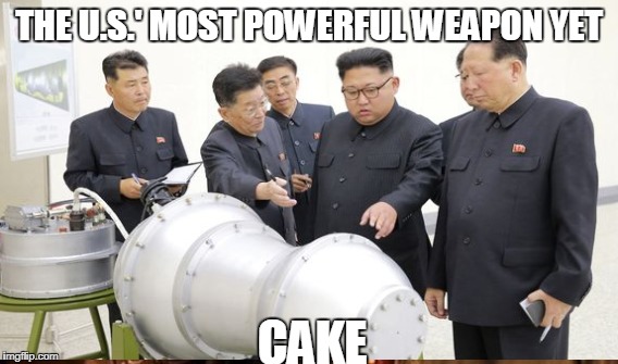 Lil Kim | THE U.S.' MOST POWERFUL WEAPON YET; CAKE | image tagged in north korea,kim jong un,cake | made w/ Imgflip meme maker