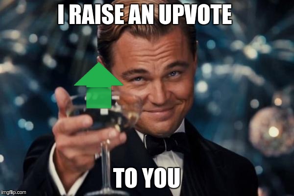 A toast
 | I RAISE AN UPVOTE; TO YOU | image tagged in memes | made w/ Imgflip meme maker