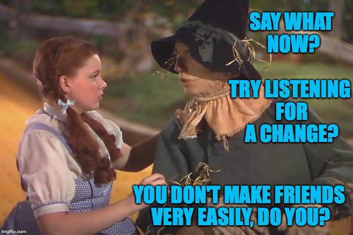 SAY WHAT NOW? YOU DON'T MAKE FRIENDS VERY EASILY, DO YOU? TRY LISTENING FOR A CHANGE? | made w/ Imgflip meme maker
