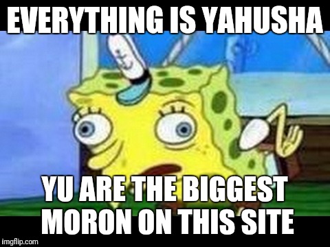 EVERYTHING IS YAHUSHA YU ARE THE BIGGEST MORON ON THIS SITE | made w/ Imgflip meme maker