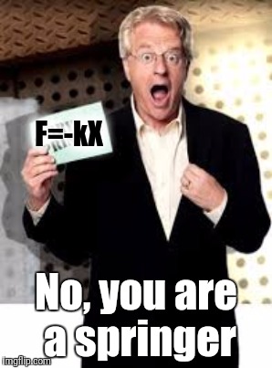 F=-kX No, you are a springer | made w/ Imgflip meme maker