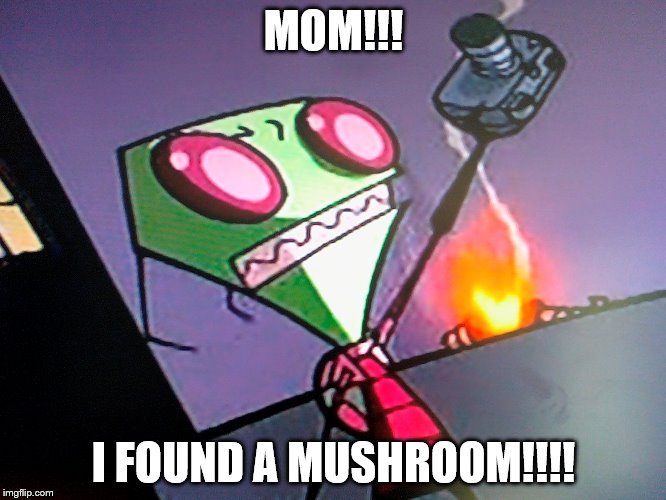 MOM!!! I FOUND A MUSHROOM!!!! | image tagged in invaderzim | made w/ Imgflip meme maker