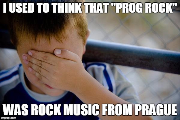 Confession Kid | I USED TO THINK THAT "PROG ROCK"; WAS ROCK MUSIC FROM PRAGUE | image tagged in memes,confession kid,AdviceAnimals | made w/ Imgflip meme maker