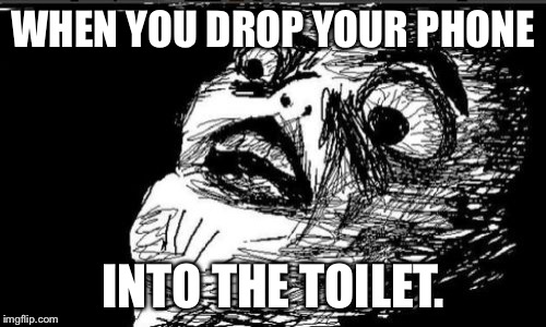 Gasp Rage Face | WHEN YOU DROP YOUR PHONE; INTO THE TOILET. | image tagged in memes,gasp rage face | made w/ Imgflip meme maker