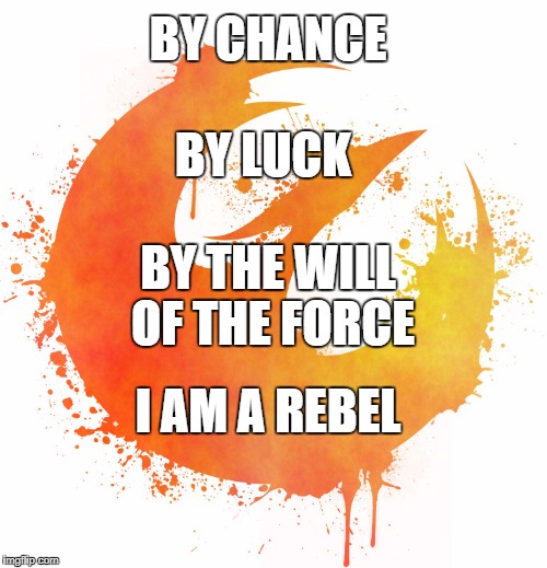BY CHANCE; BY LUCK; BY THE WILL OF THE FORCE; I AM A REBEL | image tagged in star wars rebels | made w/ Imgflip meme maker