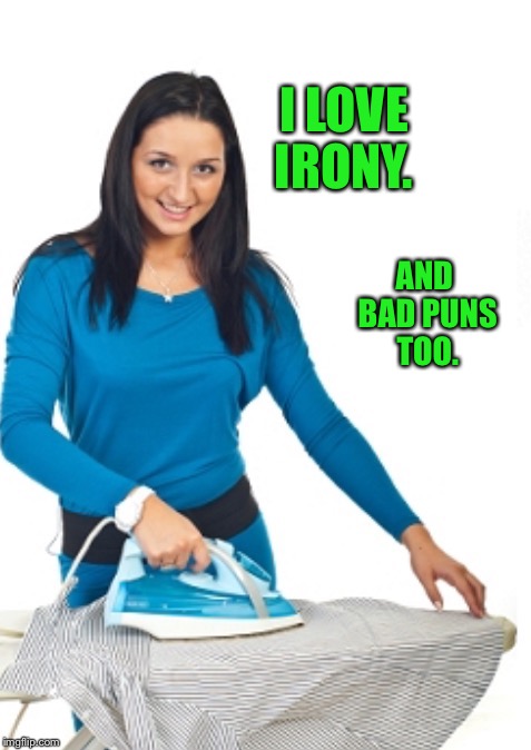 I LOVE IRONY. AND BAD PUNS TOO. | made w/ Imgflip meme maker