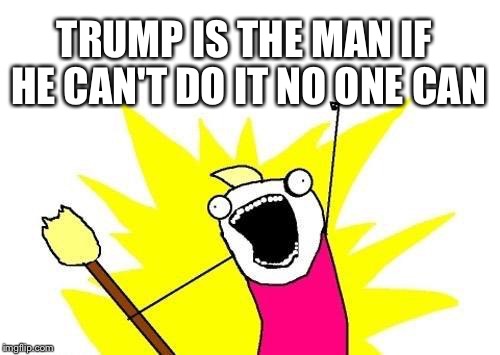 X All The Y Meme | TRUMP IS THE MAN IF HE CAN'T DO IT NO ONE CAN | image tagged in memes,x all the y | made w/ Imgflip meme maker