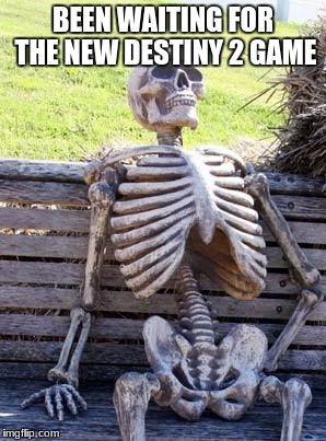 Waiting Skeleton Meme | BEEN WAITING FOR THE NEW DESTINY 2 GAME | image tagged in memes,waiting skeleton | made w/ Imgflip meme maker