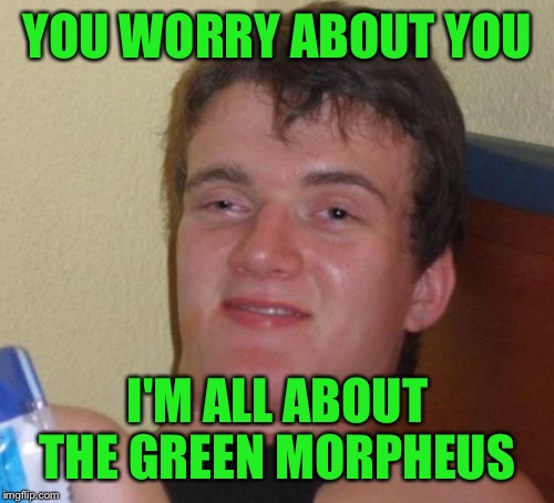10 Guy Meme | YOU WORRY ABOUT YOU I'M ALL ABOUT THE GREEN MORPHEUS | image tagged in memes,10 guy | made w/ Imgflip meme maker
