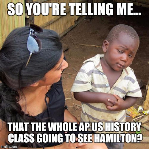 Turns out there's a program for that too. | SO YOU'RE TELLING ME... THAT THE WHOLE AP US HISTORY CLASS GOING TO SEE HAMILTON? | image tagged in ok | made w/ Imgflip meme maker