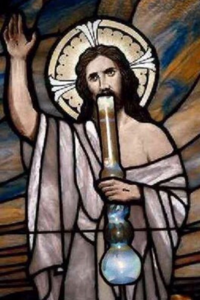 Stoner Jesus Stained Glass Blank Meme Template