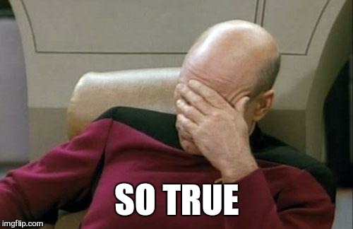 Captain Picard Facepalm Meme | SO TRUE | image tagged in memes,captain picard facepalm | made w/ Imgflip meme maker