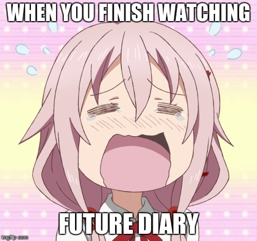 Finishing future diary | WHEN YOU FINISH WATCHING; FUTURE DIARY | image tagged in future diary,finishing anime | made w/ Imgflip meme maker