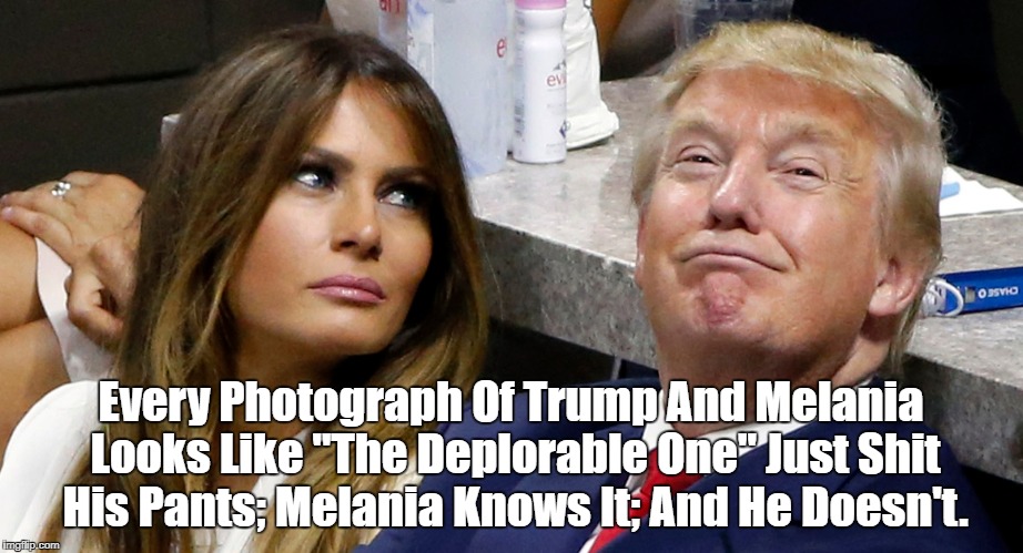 Every Photograph Of Trump And Melania Looks Like "The Deplorable One" Just Shit His Pants; Melania Knows It; And He Doesn't. | made w/ Imgflip meme maker