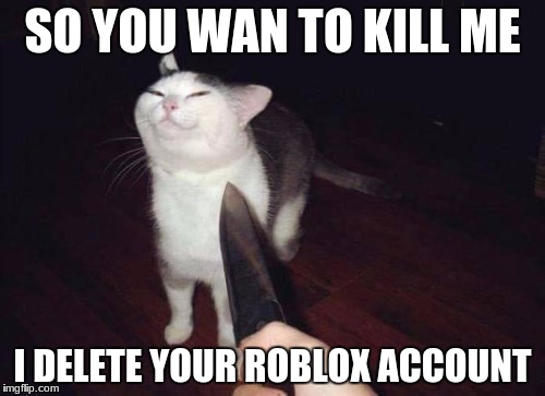 so you want to kill me? | SO YOU WAN TO KILL ME; I DELETE YOUR ROBLOX ACCOUNT | image tagged in so you want to kill me | made w/ Imgflip meme maker