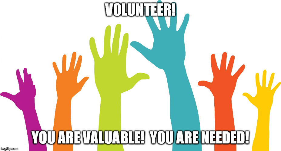Volunteers | VOLUNTEER! YOU ARE VALUABLE!  YOU ARE NEEDED! | image tagged in volunteers | made w/ Imgflip meme maker