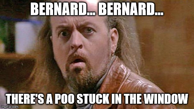 BERNARD... BERNARD... THERE'S A POO STUCK IN THE WINDOW | made w/ Imgflip meme maker