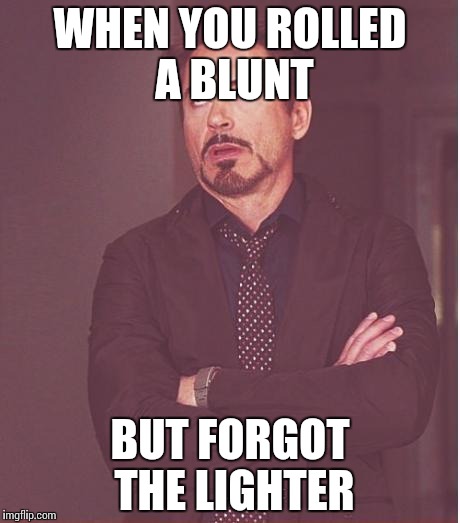 Face You Make Robert Downey Jr | WHEN YOU ROLLED A BLUNT; BUT FORGOT THE LIGHTER | image tagged in memes,face you make robert downey jr | made w/ Imgflip meme maker