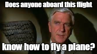 Does anyone aboard this flight know how to fly a plane? | made w/ Imgflip meme maker