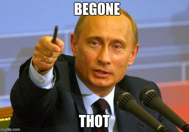 Good Guy Putin Meme | BEGONE; THOT | image tagged in memes,good guy putin | made w/ Imgflip meme maker