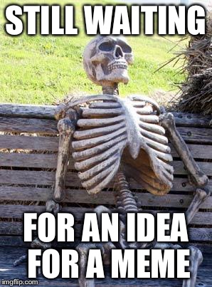 Waiting for ideas... | STILL WAITING; FOR AN IDEA FOR A MEME | image tagged in memes,waiting skeleton | made w/ Imgflip meme maker