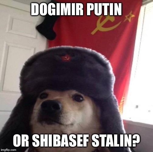Russian Doge | DOGIMIR PUTIN; OR SHIBASEF STALIN? | image tagged in russian doge | made w/ Imgflip meme maker