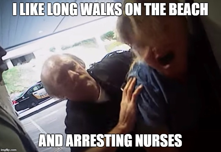 Single man looking for life partner | I LIKE LONG WALKS ON THE BEACH; AND ARRESTING NURSES | image tagged in cops,cop,police,nurse | made w/ Imgflip meme maker