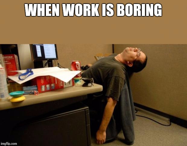 asleep at desk | WHEN WORK IS BORING | image tagged in asleep at desk | made w/ Imgflip meme maker