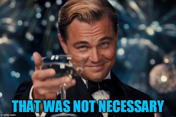 Leonardo Dicaprio Cheers Meme | THAT WAS NOT NECESSARY | image tagged in memes,leonardo dicaprio cheers | made w/ Imgflip meme maker