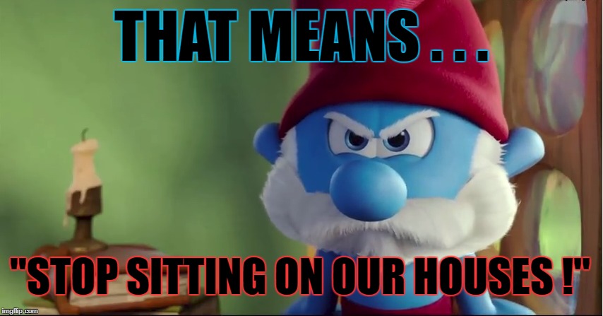 THAT MEANS . . . "STOP SITTING ON OUR HOUSES !" | made w/ Imgflip meme maker