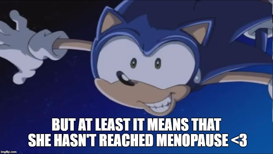 See Ya - Sonic X | BUT AT LEAST IT MEANS THAT SHE HASN'T REACHED MENOPAUSE <3 | image tagged in see ya - sonic x | made w/ Imgflip meme maker