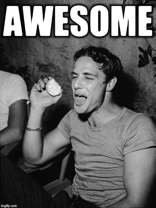 Brando | AWESOME | image tagged in brando | made w/ Imgflip meme maker