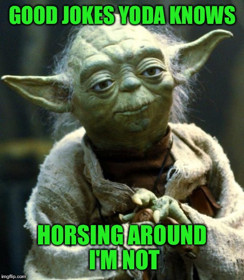 Star Wars Yoda Meme | GOOD JOKES YODA KNOWS HORSING AROUND I'M NOT | image tagged in memes,star wars yoda | made w/ Imgflip meme maker