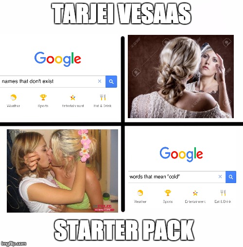 Blank Starter Pack Meme | TARJEI VESAAS; STARTER PACK | image tagged in x starter pack | made w/ Imgflip meme maker