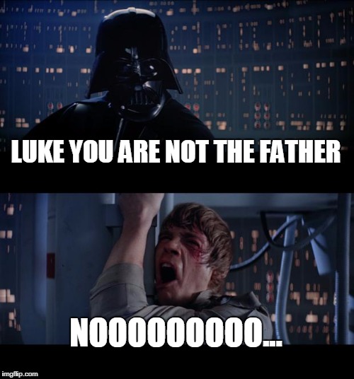 Star Wars No Meme | LUKE YOU ARE NOT THE FATHER; NOOOOOOOOO... | image tagged in memes,star wars no | made w/ Imgflip meme maker
