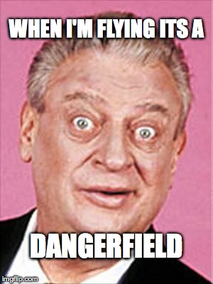 rodney dangerfield | WHEN I'M FLYING ITS A; DANGERFIELD | image tagged in rodney dangerfield | made w/ Imgflip meme maker