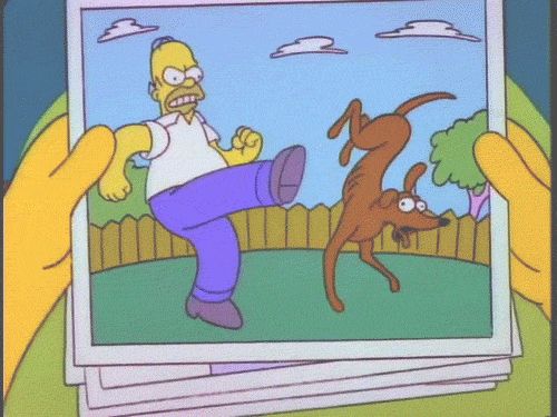 Homer kicks dog Blank Meme Template