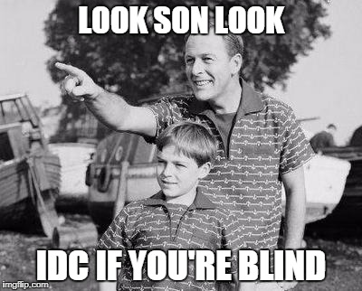 Look Son Meme | LOOK SON LOOK; IDC IF YOU'RE BLIND | image tagged in memes,look son | made w/ Imgflip meme maker