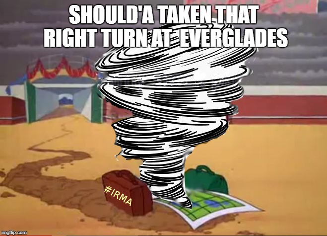Should'a taken that right turn ... |  SHOULD'A TAKEN THAT RIGHT TURN AT  EVERGLADES | image tagged in irma,jose,storm,bugs | made w/ Imgflip meme maker