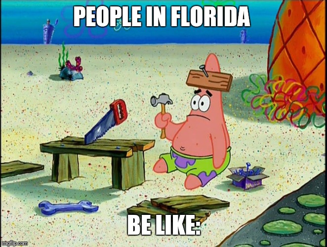 I live in SW Florida | PEOPLE IN FLORIDA; BE LIKE: | image tagged in handyman patrick star,florida,hurricane,hurricane irma,irma,people | made w/ Imgflip meme maker
