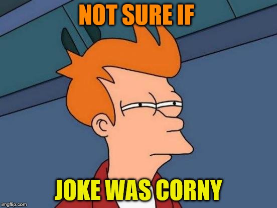 Futurama Fry Meme | NOT SURE IF JOKE WAS CORNY | image tagged in memes,futurama fry | made w/ Imgflip meme maker
