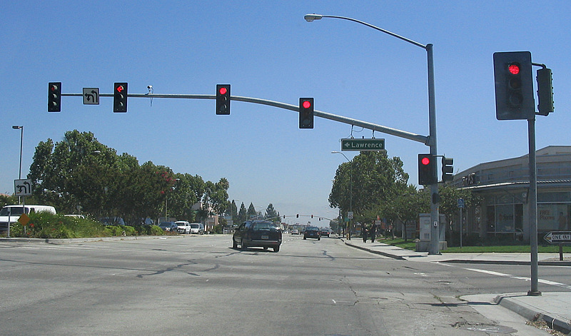 Street with traffic lights Blank Meme Template